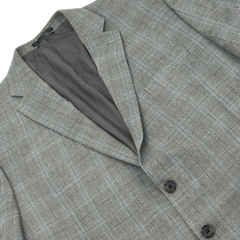 Lauren Ralph Lauren Blazer Mens 46S Grey Silk Wool Glen Plaid Sport Coat